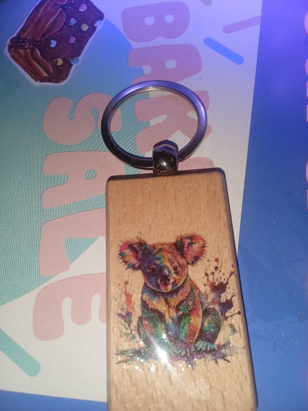 Handmade Wooden Koala Keychain